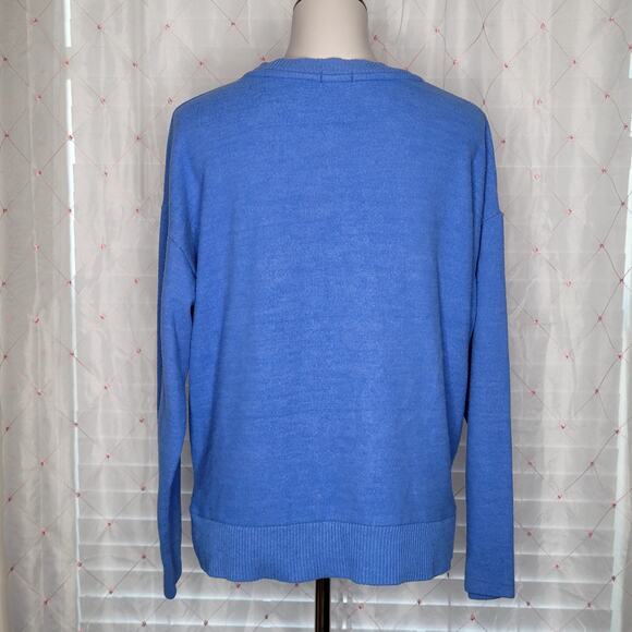 Stadivarius Blue Pullover Preppy Classic Soft‎ Touch Knit Sweater Size Medium - Picture 2 of 7